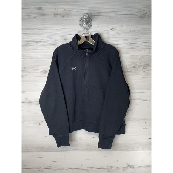 Under Armour Sweatshirt Womens Large Black Half Zip Pullover Rival Fleece - Picture 1 of 11
